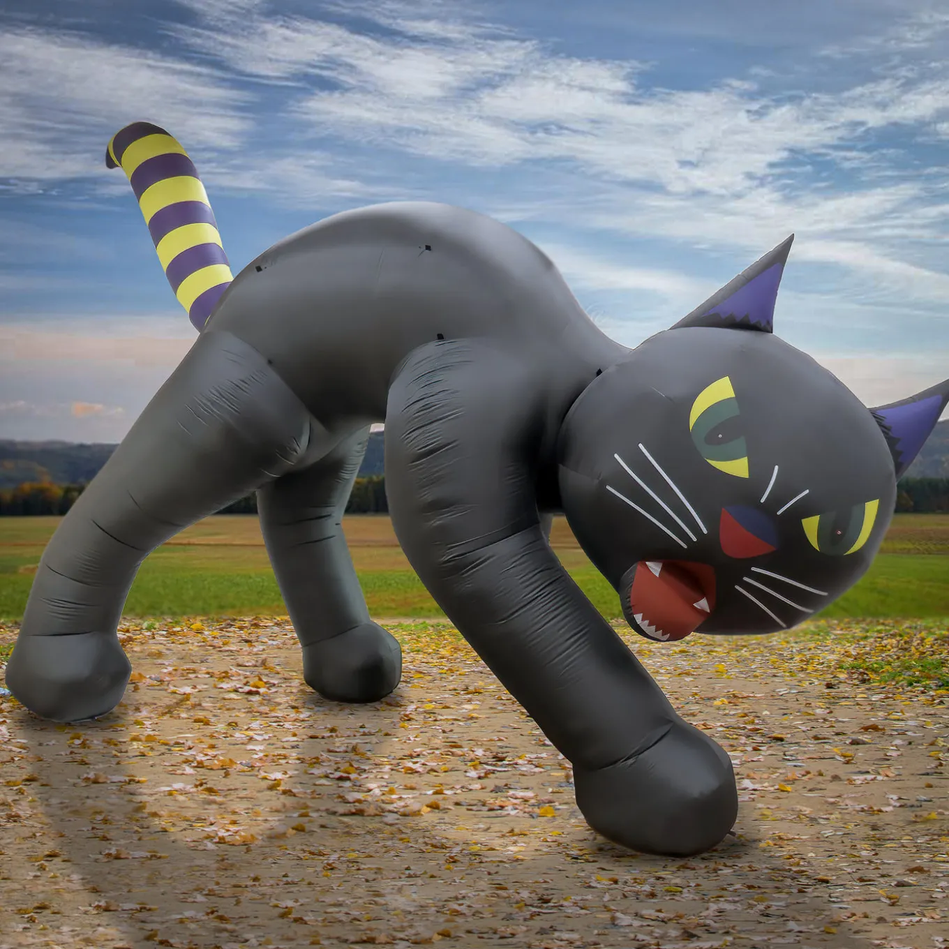 20 ft. Halloween Black Cat Inflatable Decoration with LED Lights