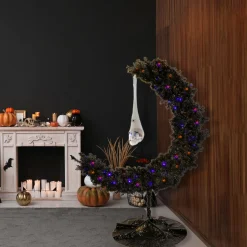6 ft. Halloween Pre-Lit Moon Shaped Tree Decoration with LED Lights