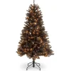 4.5 ft. Halloween Pre-Lit North Valley Spruce Full Black Christmas Tree with White Lights