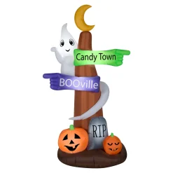 8 ft. Halloween Signpost and Ghost Inflatable Decoration