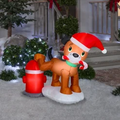 4 ft. Inflatable Puppy Dog and Fire Hydrant with LED Lights