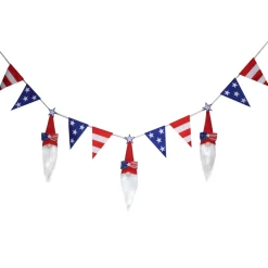 6 ft. Patriotic Flags and Red Gnomes Garland