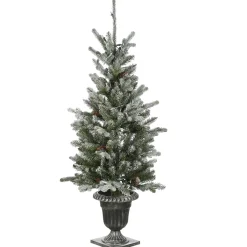 4 ft. Pre-Lit Snowy Morgan Spruce Tree with Clear Lights