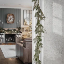 9 ft. Pre-Lit Snowy Twig Garland with Warm White LED Rice Lights