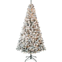 7.5 ft. Pre-Lit Acacia Flocked Tree with Clear Lights