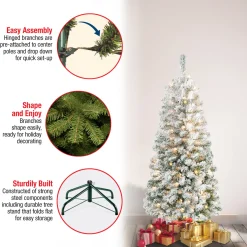 4.5 ft. Pre-Lit Acacia Medium Flocked Tree with Clear Lights