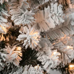 4.5 ft. Pre-Lit Acacia Pencil Slim Flocked Tree with Clear Lights