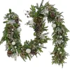 9 ft. Pre-Lit Alpine Decorated Garland with Warm White LED Lights