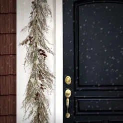 9 ft. Pre-Lit Alpine Snowy Garland with LED Lights