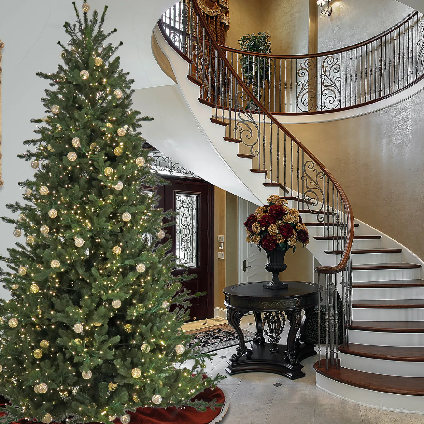 10 ft. Pre-Lit Aspen Pine Hinged Tree with Warm White LED Light