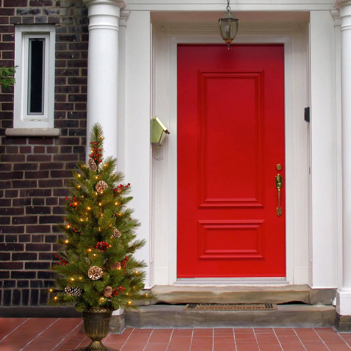 4 ft. Pre-Lit Bristle Berry Tree with Clear Lights