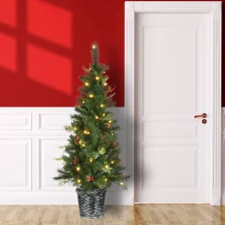 5 ft. Pre-Lit Buzzard Pine Slim Tree with LED Lights