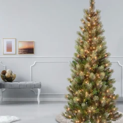7.5 ft. Pre-Lit Charleston Pine Slim Tree with Clear Lights