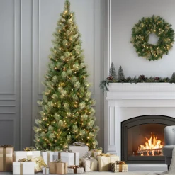 9 ft. Pre-Lit Charleston Pine Slim Tree with Clear Lights