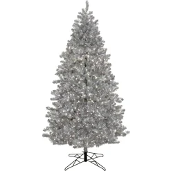 7.5 ft. Pre-Lit Christmas Matt Silver Metallic Tree
