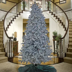 9 ft. Pre-Lit Christmas Matt Silver Silver Metallic Tree