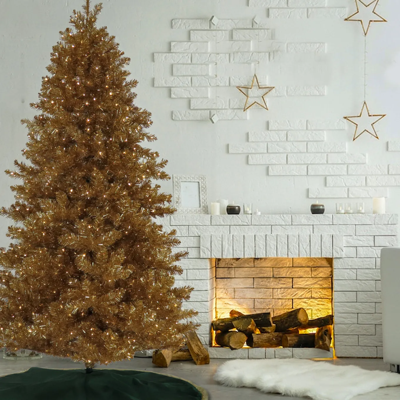 7.5 ft. Pre-Lit Christmas True Gold Metallic Tree