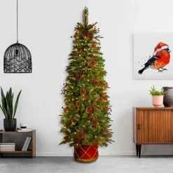 6 ft. Pre-Lit Colonial Collection Slim Tree with Clear Lights