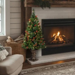 4 ft. Pre-Lit Crestwood Spruce Tree with Clear Lights