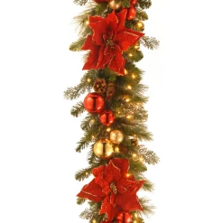 9 ft. Pre-Lit Decorative Collection Holiday Garland with Clear Lights