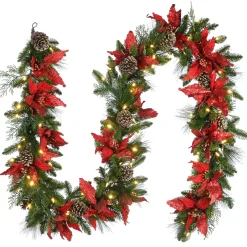 9 ft. Pre-Lit Decorative Collection Garland with Clear Lights