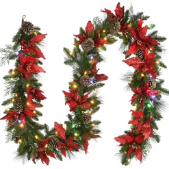 9 ft. Pre-Lit Decorative Collection Garland with Clear Lights