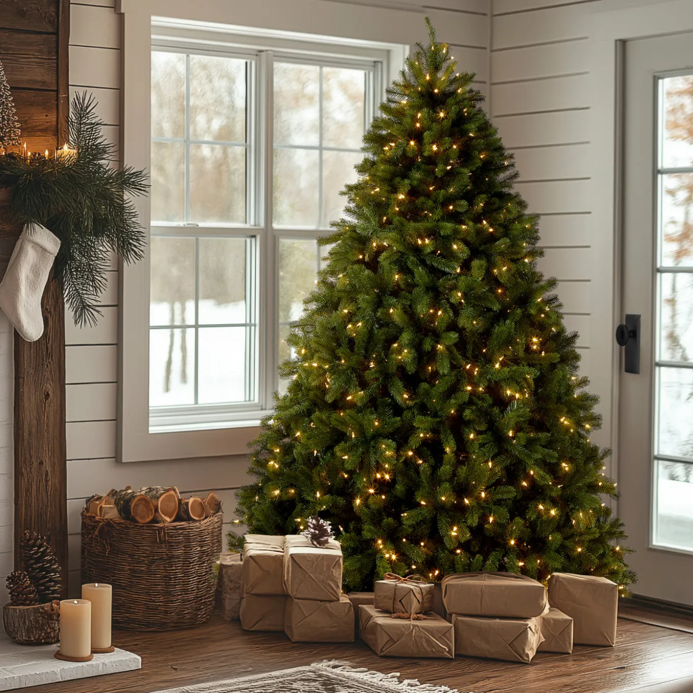 7.5 ft. Pre-Lit Deluxe Downswept Douglas Fir Tree with PowerConnect Dual Color LED Lights