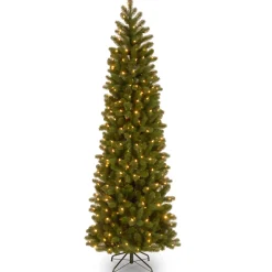 7.5 ft. Pre-Lit Downswept Douglas Fir Pencil Slim Tree with Clear Lights