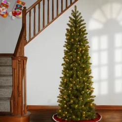 6.5 ft. Pre-Lit Downswept Douglas Fir Pencil Slim Tree with Clear Lights