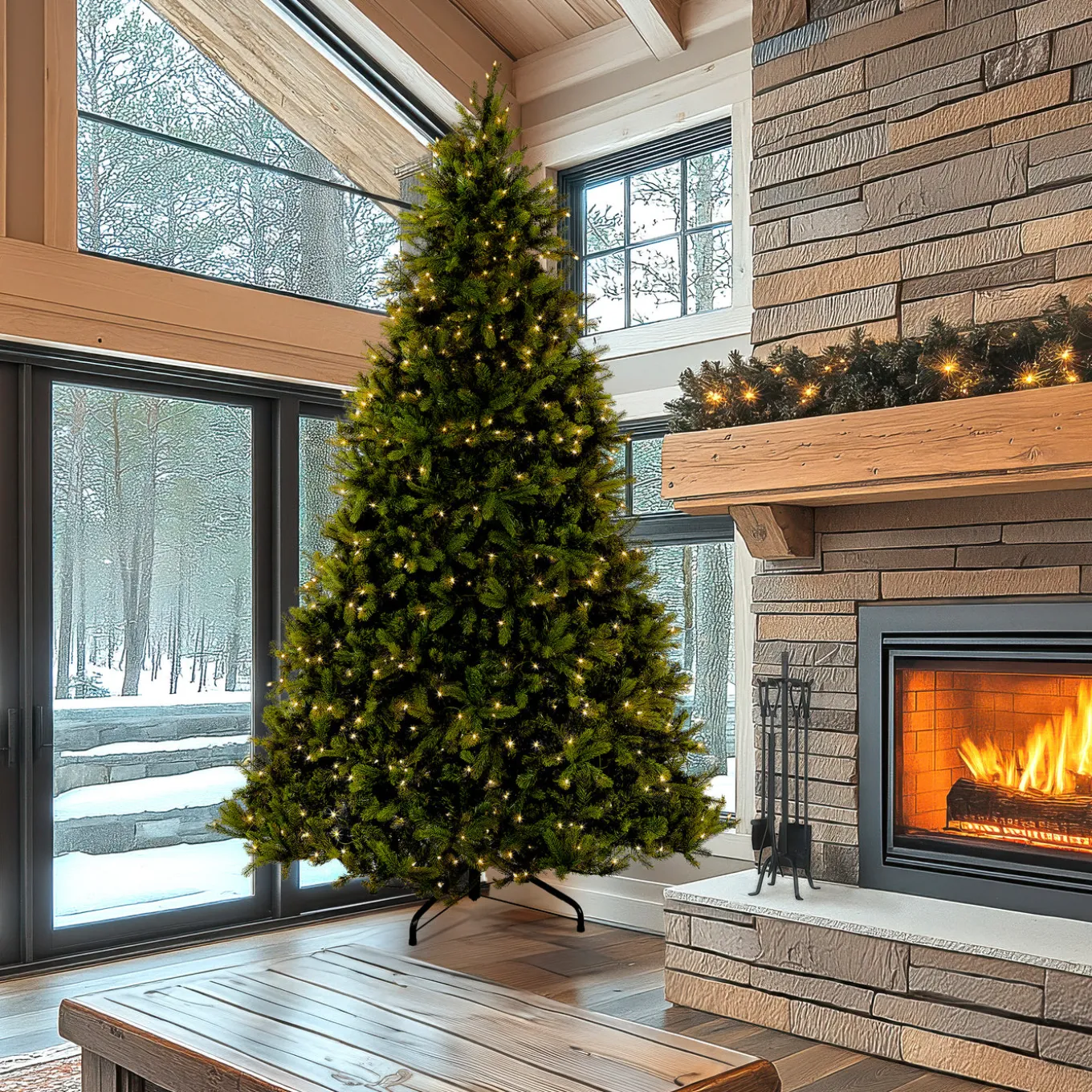 12 ft. Pre-Lit Downswept Douglas Fir Tree with Clear Lights