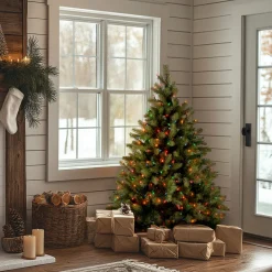 4.5 ft. Pre-Lit Downswept Douglas Fir Tree with Multicolor Lights