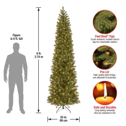 9 ft. Pre-Lit Downswept Douglas Fir Pencil Slim Tree with Clear Lights