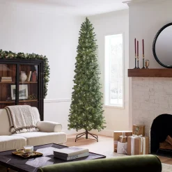 9 ft. Pre-Lit Downswept Douglas Fir Pencil Slim Tree with Clear Lights