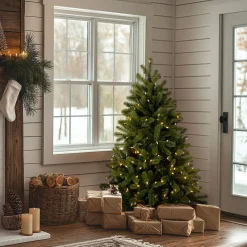 4.5 ft. Pre-Lit Downswept Douglas Fir Tree with Dual Color LED Lights