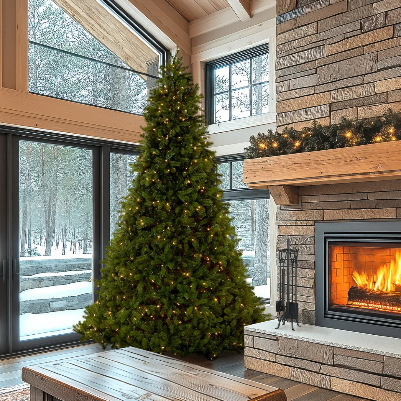 10 ft. Pre-Lit Downswept Douglas Fir Tree with Dual Color LED Lights