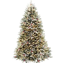 7.5 ft. Pre-Lit Dunhill Fir Flocked Tree with 750 Clear Lights