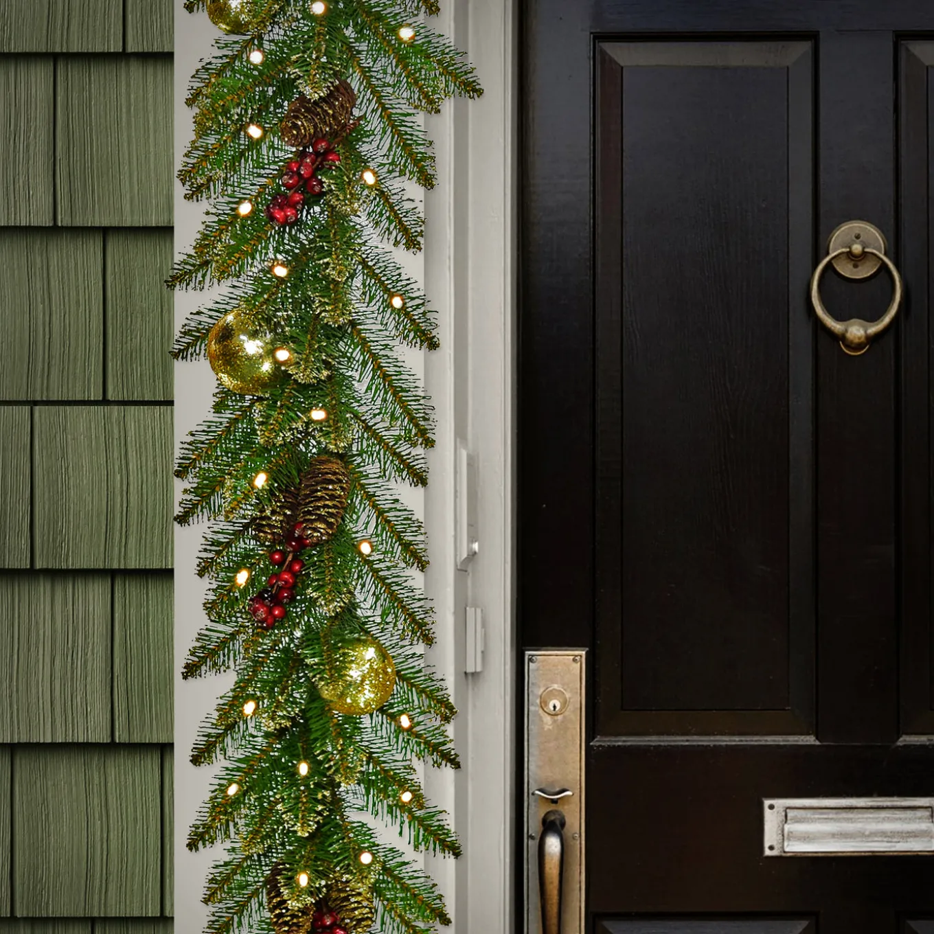 9 ft. Pre-Lit Dunhill Fir Glittery Gold Garland with LED Lights