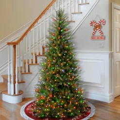 7.5 ft. Pre-Lit Dunhill Fir Slim Tree with Multicolor Lights