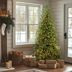7.5 ft. Pre-Lit Dunhill Fir Slim Tree with Clear Lights