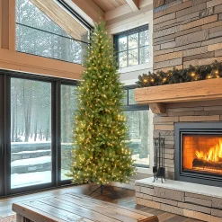 9 ft. Pre-Lit Dunhill Fir Slim Tree with Clear Lights