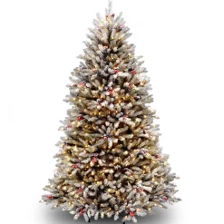 6.5 ft. Pre-Lit Dunhill Fir Snowy Tree with Clear Lights