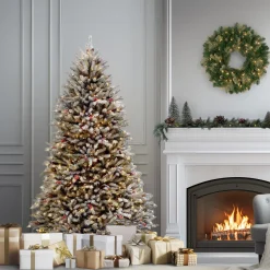 6.5 ft. Pre-Lit Dunhill Fir Snowy Tree with Clear Lights