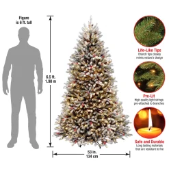 6.5 ft. Pre-Lit Dunhill Fir Snowy Tree with Clear Lights
