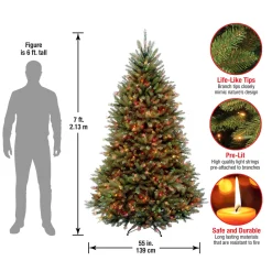 7 ft. Pre-Lit Dunhill Fir Tree with Multicolor Lights
