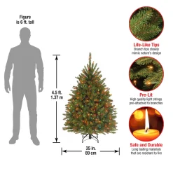 4.5 ft. Pre-Lit Dunhill Fir Tree with Multicolor Lights