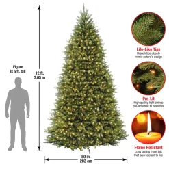 12 ft. Pre-Lit Dunhill Fir Tree with Clear Lights