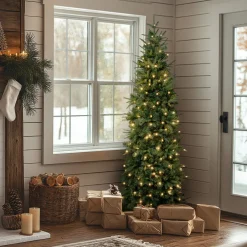 6 ft. Pre-Lit Duxbury Feel Real Slim Tree with LED Lights