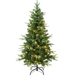 4.5 ft. Pre-Lit Duxbury Light Green Tree with Warm White LED Lights