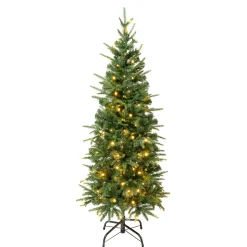 4.5 ft. Pre-Lit Duxbury Light Green Slim Tree with Warm White LED Lights