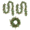 9 ft. Pre-Lit First Traditions Holly Berry Wreath and Garland Assortment